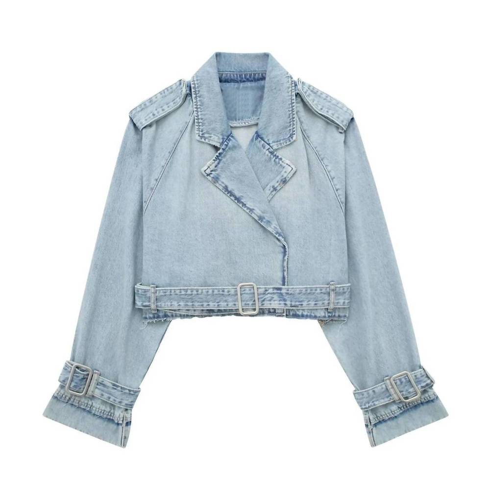NEW SJ STYLE women's cropped jean jacket in blue